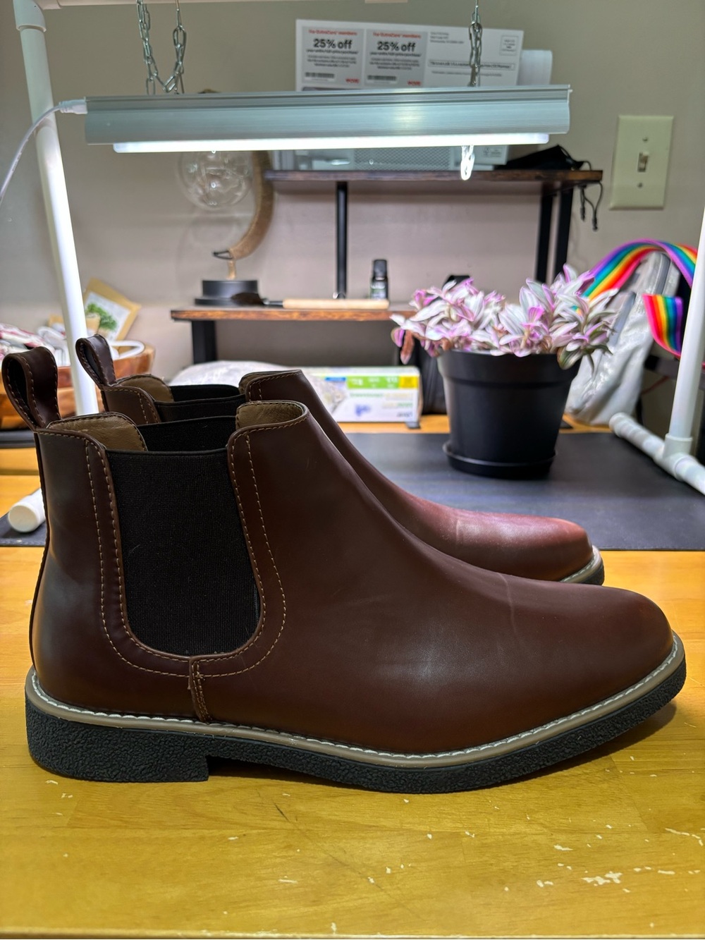 Men's Brown DEER STAGS Chelsea Boots - Classic Slip-On Ankle Boots.